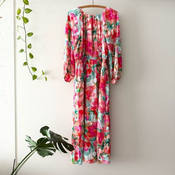 NWT Soft Surroundings Evalina Maxi Dress Size PL Pink Multi Floral Print - Picture 8 of 10